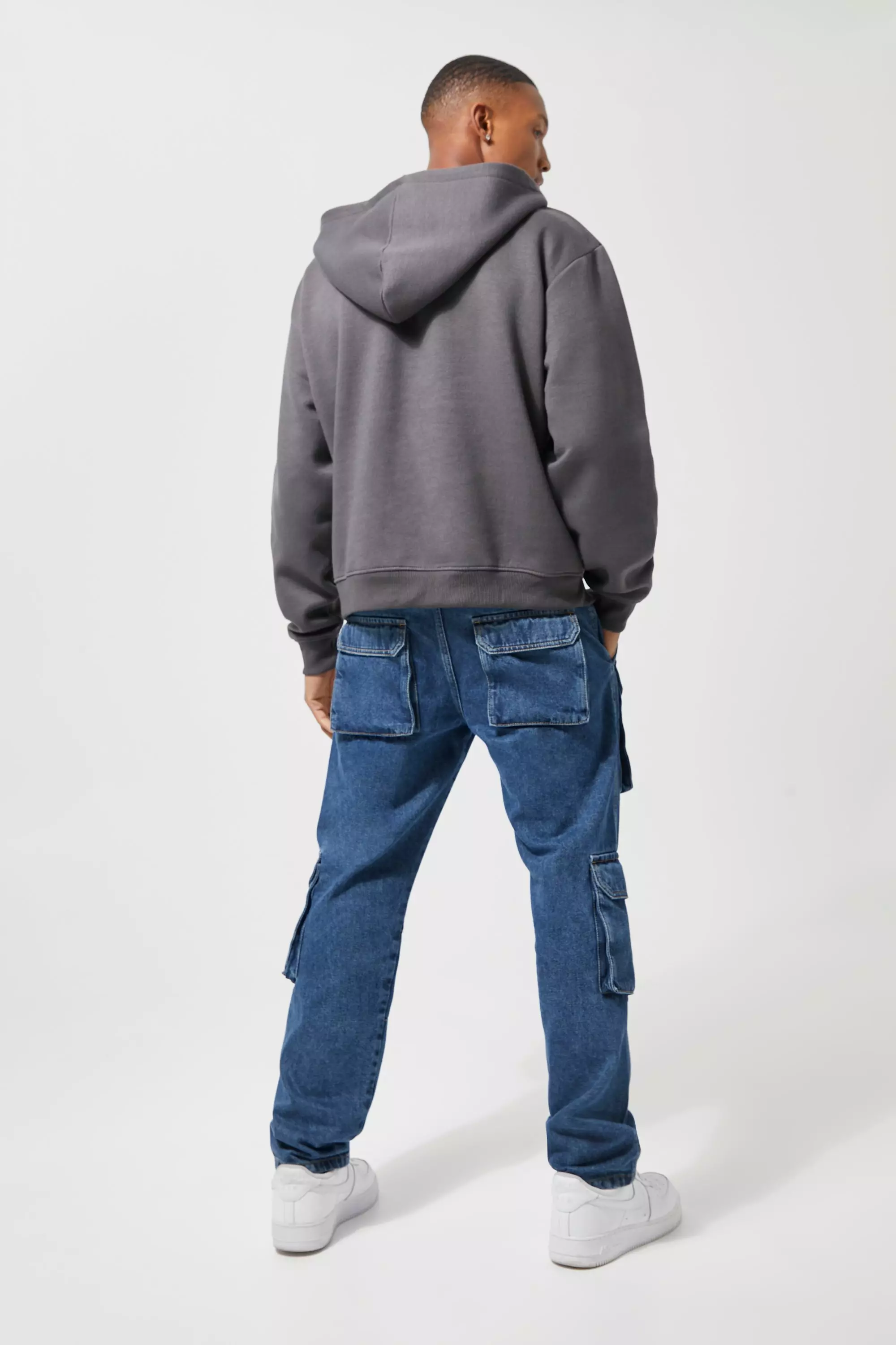 Grey boxy online hoodie